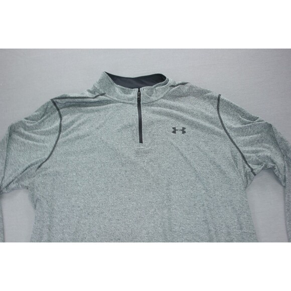 Under Armour Shirt Mens 3XL Gray Threadborne HeatGear Long Sleeve Quarter Zip - Picture 2 of 11